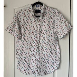Robert Graham Modern Americana Short Sleeve Button Down Shirt Cocktail Drinks -L